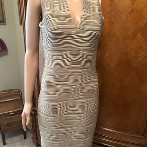 Joseph Ribkoff Cream Wave Pattern Midi Dress